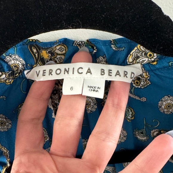 Veronica Beard Hawken Blue and Gold Long Sleeve Dress - Picture 4 of 6